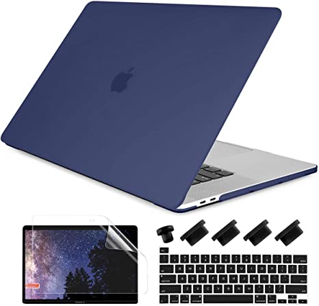 Dongke MacBook Pro 13 2020 Case Model A2251/A2289, Plastic Smooth Frosted Hard Shell Cover Case for MacBook Pro 13 inch with Retina Display and Touch Bar Fits Touch ID, Navy Blue