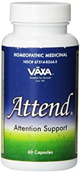 VAXA Homeopathic Medicinal Attend, Support for Attention Difficulties, Capsules, 60-Count Bottle
