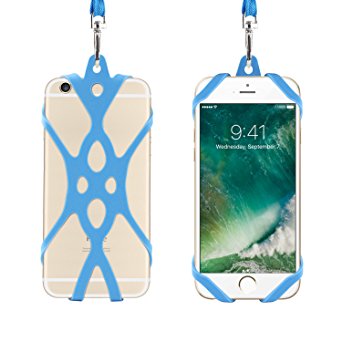 Remeel Phone Lanyard Strap with Universal Silicone Case Holder for iPhone 7 iPhone 7plus iPhone 6 iPhone 6s and Even All Size Smartphone (Light Blue)