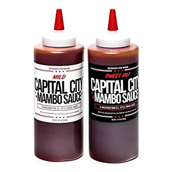 Capital City Mambo Sauce - Variety 2-pack of Sweet Hot and Mild Mambo Sauce - Washington DC Wing Sauces (Two 12 oz bottles); Perfect for wings, chicken, pork, beef, and seafood