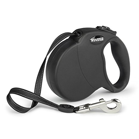 Retractable Dog Leash, WINSEE 16ft Soft Grip Auto Retractable Leash for Small Medium Large Dogs Up to 110 lbs,Tangle Free, Large Black