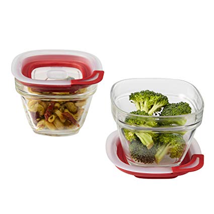 Rubbermaid Easy Find Lids Glass Food Storage Container, 1.5 Cup, Racer Red 1823641