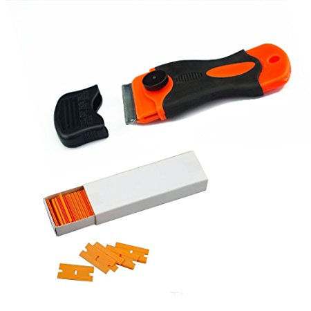 7MO Mini Razor Scraper for Removing Glue Residue with 100 Plastic Blades