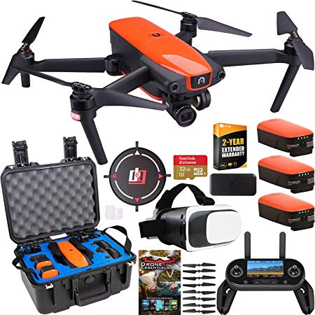 Autel Robotics EVO Drone Quadcopter Rugged Extended Warranty Bundle 4K Ultra HD Video 3-Axis Gimbal 12MP Photo Camera with OLED Remote Control   FPV VR Goggle Headset   Hard Case   Triple Battery Kit