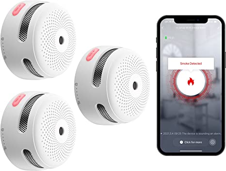 X-Sense Smart Smoke Alarm with Replaceable Lithium Battery & Silence Button, Wi-Fi Smoke Detector, Auto Self-Check Function, Conforms to EN 14604 Standard, XS01-WT, 3-Pack