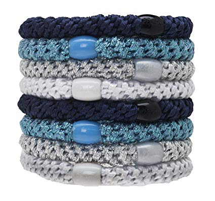 L. Erickson Grab & Go Ponytail Holders - Set of Eight - Blue Glow