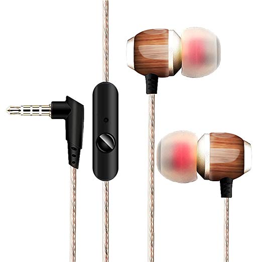 Dastone In ear Headphones Wood earphones wired earbuds Noise canceling Headsets with Microphone & Remote control for All Apple Devices Android Devices MP3 player