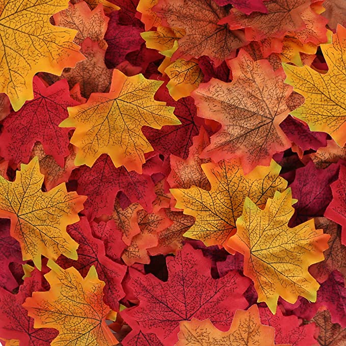Bassion 1000 Pcs Fake Fall Leaves Decoration,Thanksgiving Artificial Maple Leaves for Fall Decor,Autumn Party Table Decor Fall Wedding Decorations