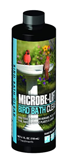 MICROBE-LIFT 10BBC4 Bird Bath Clear Two-In-One Water Cleaner and Surface Treatment for Outdoor Birdbaths and Fountains, Safe for Birds, Fish, and Frogs, 4 Ounces