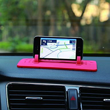 Car Mount Holder, Outtek New Silicone Pad Dash Mat Cell Phone Car Holder Cradle Dock (Red)