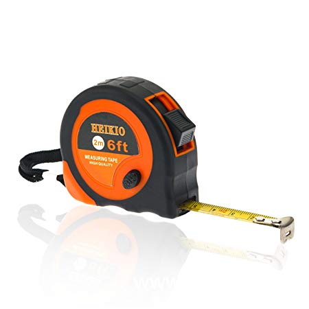 Mini Tape Measure 6FT/2M By HEIKIO, Metric and Inch Scale, Sturdy Mark for Easily Reading- Portable Measuring Tape H17003