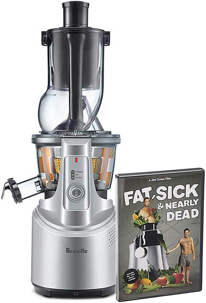 Breville BJS700SIL Big Squeeze Slow Juicer Bundle with Joe Cross' Fat, Sick & Nearly Dead DVD - Silver