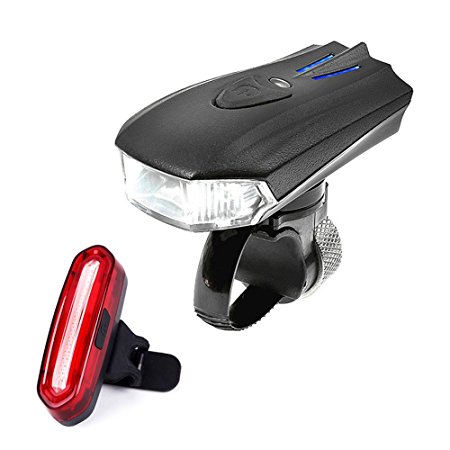 Bike Light Set,FOME USB Rechargeable Bicycle Light Set Waterproof Automatic Light Adjusting Energy-Saving Bike Headlight and Taillight Set Super Bright Bike Light Set for Road Safety