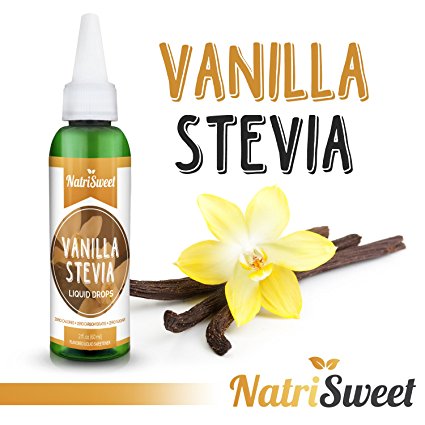 NatriSweet Vanilla Stevia Liquid Drops (2 fl oz / 60 Milliliter) | Zero-Calorie Natural Sugar Substitute | Highly Concentrated Stevia Extract | Naturally Flavored
