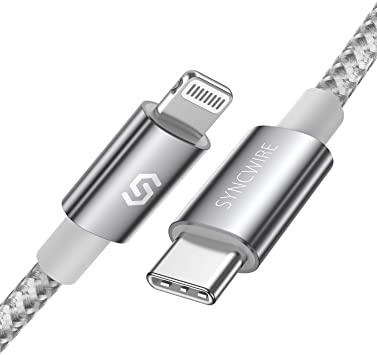 Syncwire USB C to Lightning Cable [Apple MFi-Certified 6.6ft] iPhone 11 Charger Cable Nylon Braided for iPhone 12 / SE（2020） / 11 Pro/X/XS/XR / 8 Plus/AirPods Pro, Supports Power Delivery