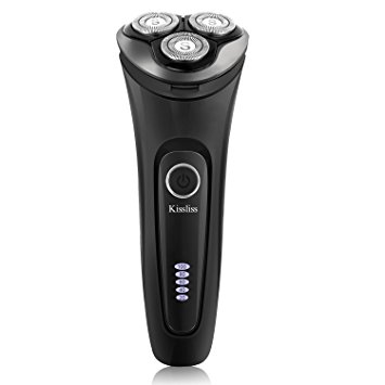 Kissliss Waterproof Rotary Shaver, Men`s Electric Rechargeable Razors with Pop-up Trimmer - Wet & Dry Edition