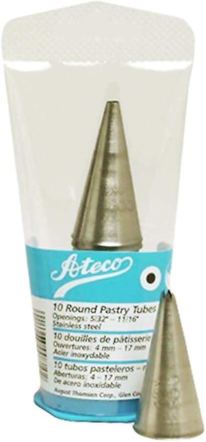Ateco 830 - 10 Piece Star Tube Set, Stainless Steel Pastry Tips, Sizes 0 - 9