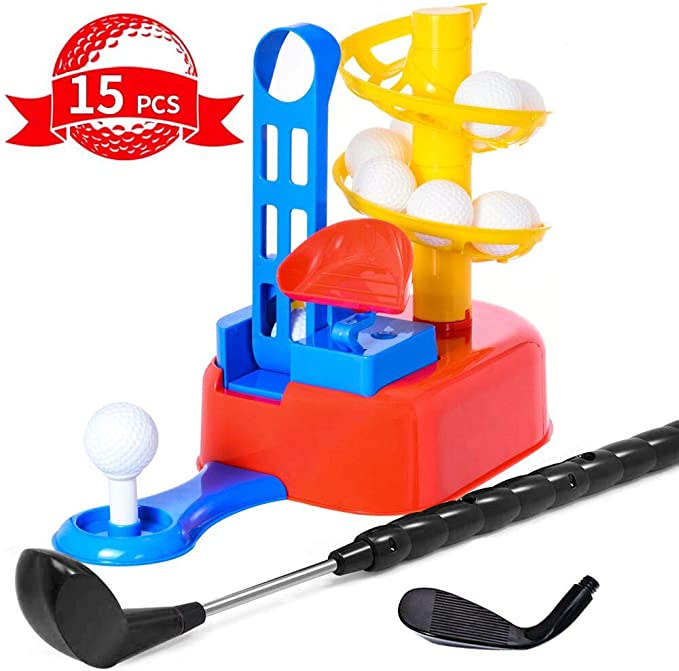 WishaLife Golf Toys Set, Kids Outdoor Toys, Kids Golf Clubs, Golf Ball Game, Early Educational, Outdoor Outside Exercise Toys for 3, 4, 5, 6, 7 Year Olds Kids, Toddlers, Boys, Girls
