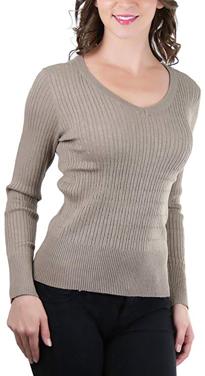 ToBeInStyle Women's Long Sleeve Cable Knit V-Neck Classic Sweater