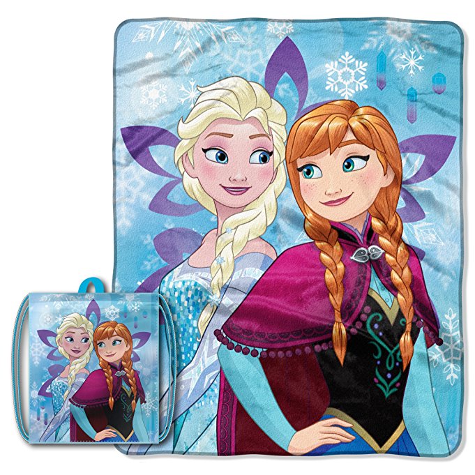 Licensed Character Drawstring Tote and Micro Raschel Throw Blanket Set - Soft, Plush and Comfortable (Frozen - Anna Elsa)