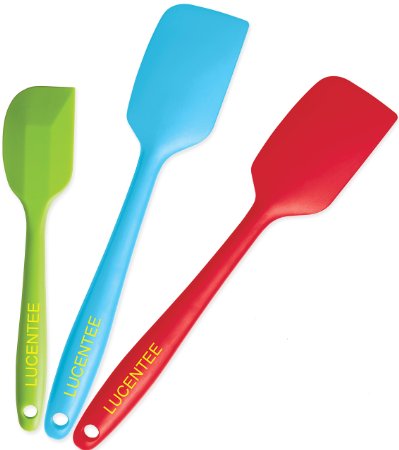 Lucentee 3-Piece Silicone Spatula Set - 2 Large & 1 Small Heat Resistant Cooking Utensils (Multicolor)