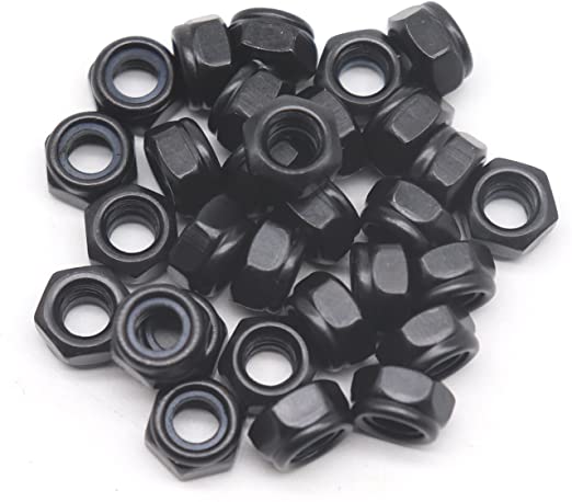cSeao 60pcs M6-1.0mm Black Zinc Plated Nylock Nylon Inserted Hex Self Lock Nuts(M6)