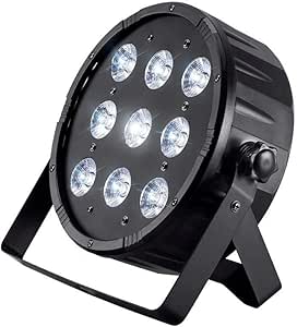 Monoprice 9 x 10-Watt Quad LED Flat Par Stage Wash Light (RGBW) Black, 8-Channel DMX Option - Stage Right Series