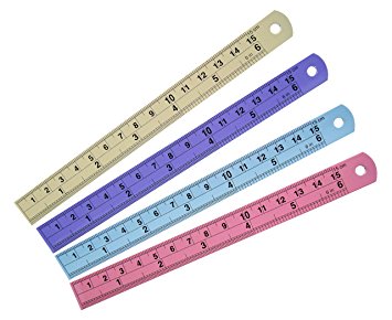Colorful Aluminium 6-inch Rulers (4 pcs, 6 inch, Assorted Color)