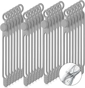 40 Pcs Silicone Cable Ties Reusable Holder Strap Cord Ties Adjustable Cable Straps Multipurpose Charging Cable Organizer for Fastening Cable Charging Cords Wires (Gray,7.1 Inch)