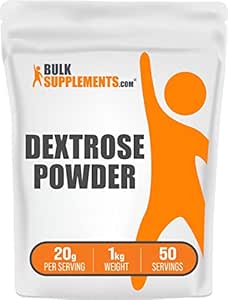 BulkSupplements.com Dextrose Powder - Dextrose Monohydrate, Natural Dextrose Corn Sugar, Dextrose Sugar - Natural Sweetener & Energy Source - Gluten Free, 20g per Serving, 1kg (2.2 lbs)