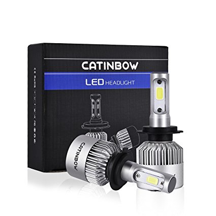 Catinbow H7 LED Headlight Bulbs 7200LM Super Bright COB LED Headlight Bulbs Conversion Kit Easy-installation Plug & Play Automotive Headlamp Bulb 6000K Cool White (2 Pack)