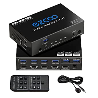 USB3.0 HDMI KVM Switch 4 Port 4 In 1 Out 4K 60Hz 4 In 4 Out SPDIF 5.1 Audio Breakout - Mouse/Keyboard/Wireless USB for PC,Printer,Scanner,Windows,Linux, HDR HDMI Auto Switch 4x1,IR Remote KVM 4X1