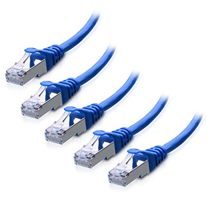 Cable Matters 5 Pack, Cat6a Snagless Shielded (SSTP/SFTP) Ethernet Patch Cable in Blue 5 Feet