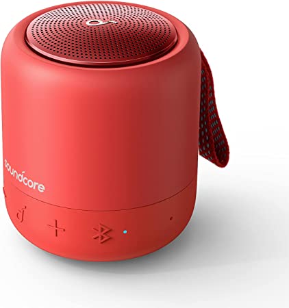 Anker Soundcore Mini 3 Bluetooth Speaker, BassUp and PartyCast Technology, USB-C, Waterproof IPX7, and Customizable EQ Red