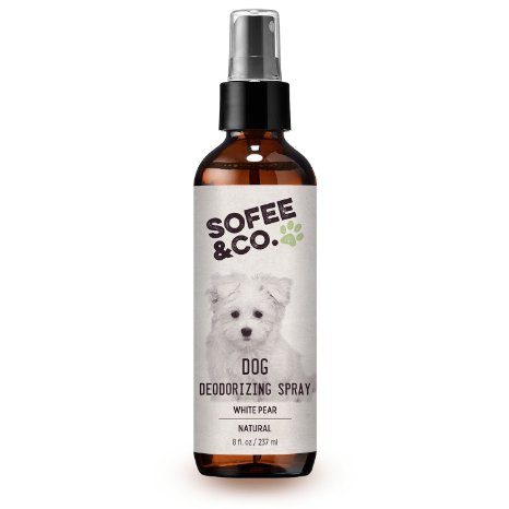 Sofee & Co. Dog Deodorizing Spray, White Pear - Natural, Pure, Mild, Gentle - Neutralizes odors while leaving a light fresh white pear scent -Great for hypoallergenic and long haired dogs - Maltese, Yorkie, Shih Tzu, Havanese, Poodles, Poodle Mixes, Bichon Frise, Cotons, Dachshunds, Terriers, Spaniels, and all other breeds - Cruelty free - 8 fl oz