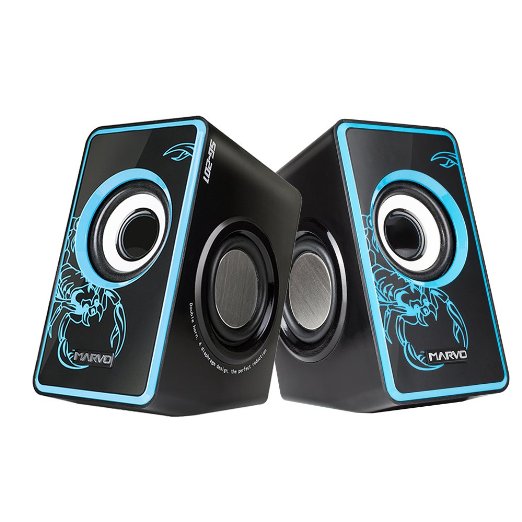 Marvo SG-201 USB 2.0 Powered Multimedia Computer Speakers With Surround Subwoofer Heavy Bass for PC/Laptops/Computer (Blue)