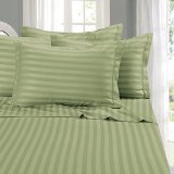 1500 Thread Count Egyptian Quality STRIPE 4 Piece Wrinkle Resistant Luxurious Sheet Set Queen SageGreen