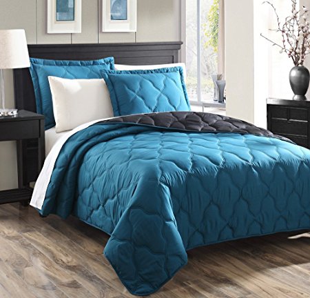 Chic Home Parker 3-Piece Oval Quilt Set, Teal, Queen