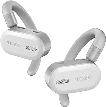 TOZO OpenBuds Lightweight True Open Ear Wireless Earbuds with Multi-Angle Adjustment, Bluetooth 5.3 Headphones with Dual-Axis Design for Long-Lasting Comfort, Crystal-Clear Calls for Driving, White