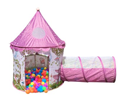 Designer Princess Castle Play Tents for Girls w/ Sunroof & Tunnel - Unique Pop Up Kids Play Tent for Indoor & Outdoor Use - Beautiful Fairy Princess Castle Tent w/ Case *TUNNEL DOES NOT ATTACH*