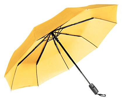 Lightweight "Dupont Teflon" Travel Umbrella, Virtually Indestructible Windproof Canopy, **Lifetime Replacement Guarantee**, Automatic Open/Close For One Handed Operation, Slip-Proof Handle for Easy Carrying By Repel (Yellow)