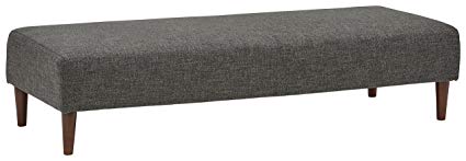 Rivet Ava Mid-Century Ottoman Bench 63.4"W, Dark Grey