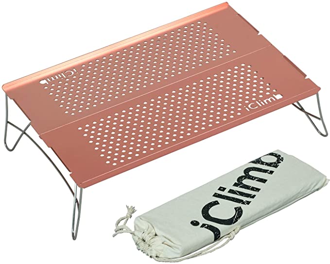 iClimb Mini Solo Folding Table Ultralight Compact for Backpacking Camping Hiking Beach Picnic (Rose Gold - S)