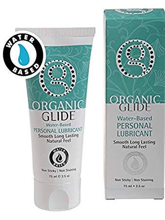 Organic Glide Natural Water-Based Personal Lubricant for Him & Her Free of Parabens, Silicone. Natural Glycerin Only