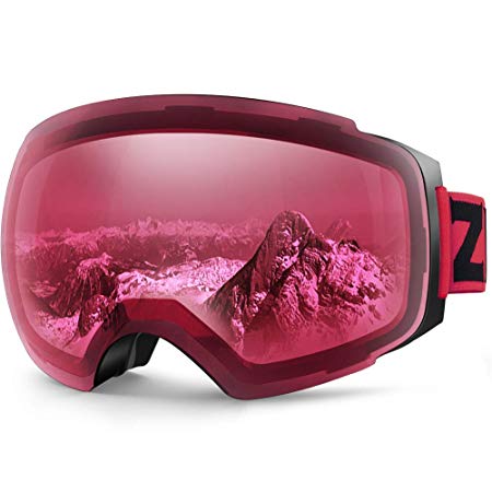 Zionor X4 Ski Snowboard Snow Goggles Magnet Dual Layers Lens Spherical Design Anti-Fog UV Protection Anti-Slip Strap for Men Women