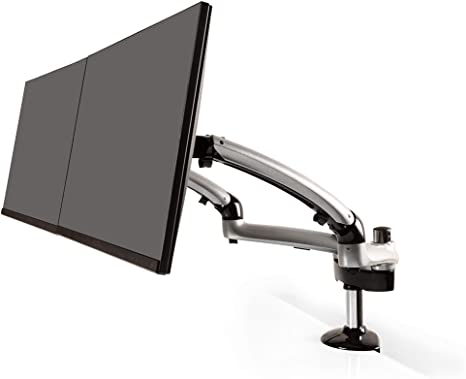 Ergotech Dual Freedom Arm | Includes Two Aluminum Articulating Arms | 8.4-17.8 lbs. Weight Capacity per Arm | Suitable for Monitors up to 27 inches | VESA Compatible 75×75, 100×100 | Silver