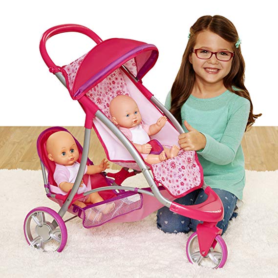 Chicco Double Jogger Stroller for Baby Dolls, 1-Pink, Small, [Amazon Exclusive]