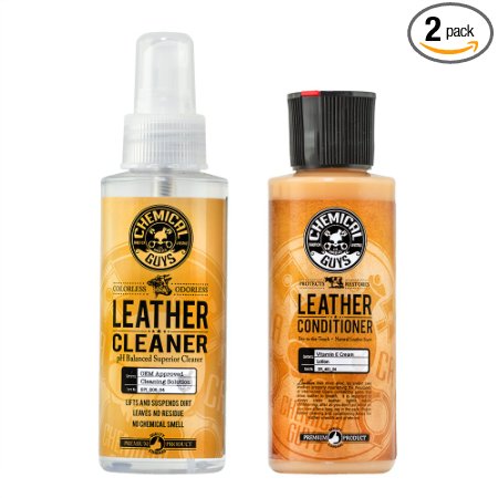 Chemical Guys Leather Cleaner and Conditioner Complete Leather Care Kit (4 oz) (2 Items)