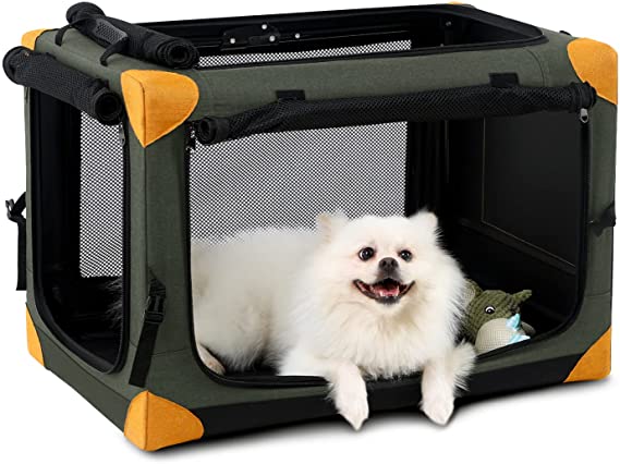 Dog Travel Crate Collapsible Dog Crate, 4 Door Portable Soft Dog Crate, Foldable Dog Kennels and Crates for Small Medium Large Dogs and Cats, Indoor, Outdoor