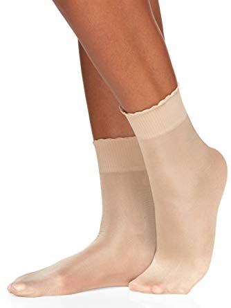 Berkshire Women's Size Plus Shimmers Opaque Anklet Socks with Scalloped Top